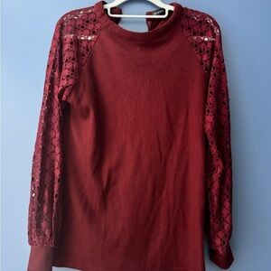 Chic Maroon Lace Sleeve Top